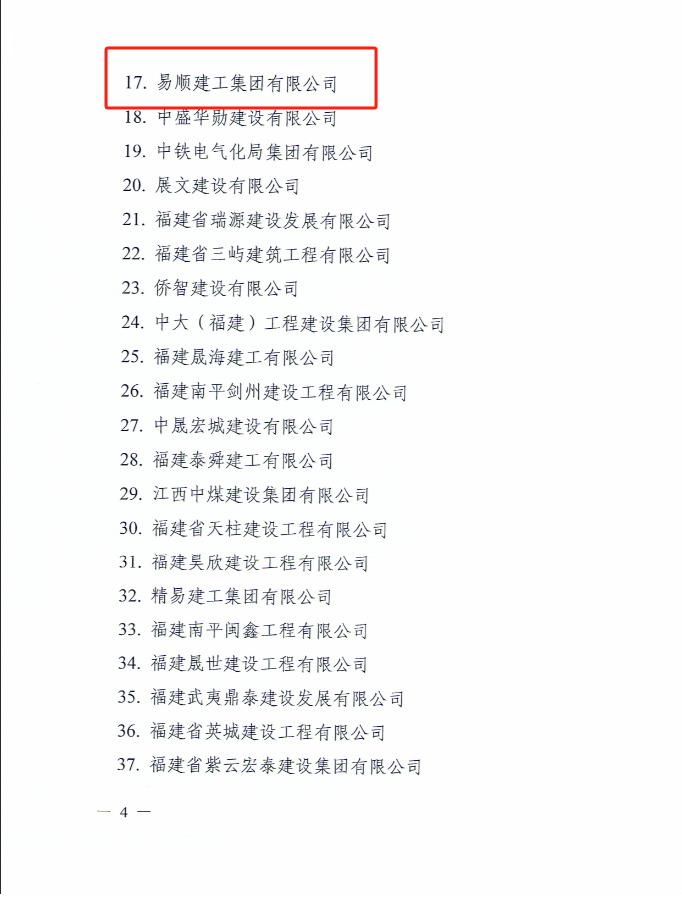 易順建工集團有限公司被南平市人民政府通報表揚！